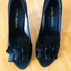 New in Box Black Satin heels size 9